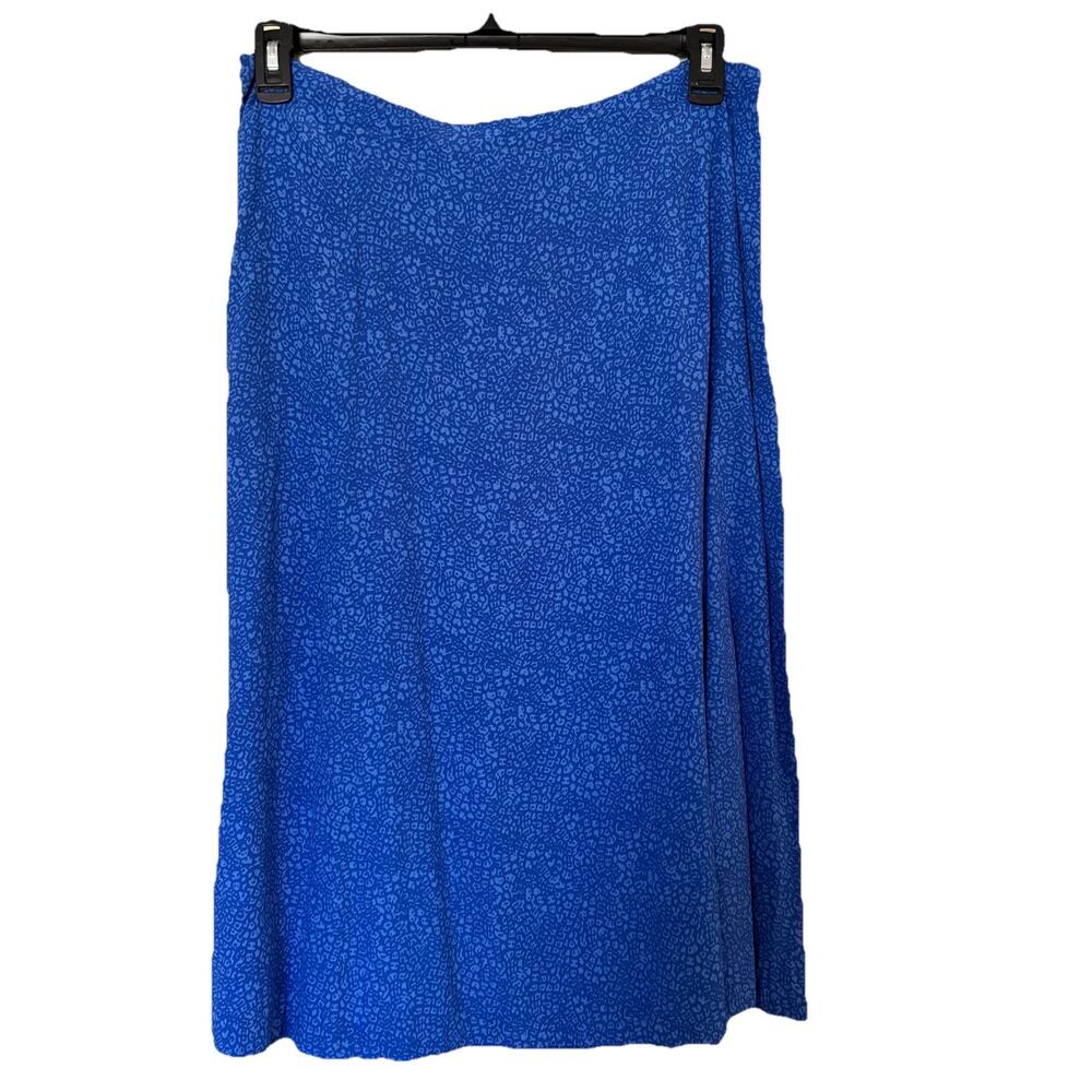 On 34th Women’s Blue Animal Print Midi Lightweight Skirt Size Large Side Zip